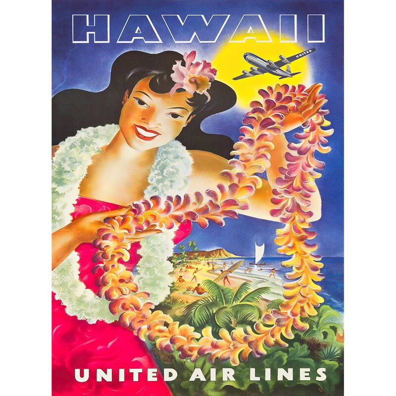 Hawaii - United Airlines - Vintage Travel Poster Prints